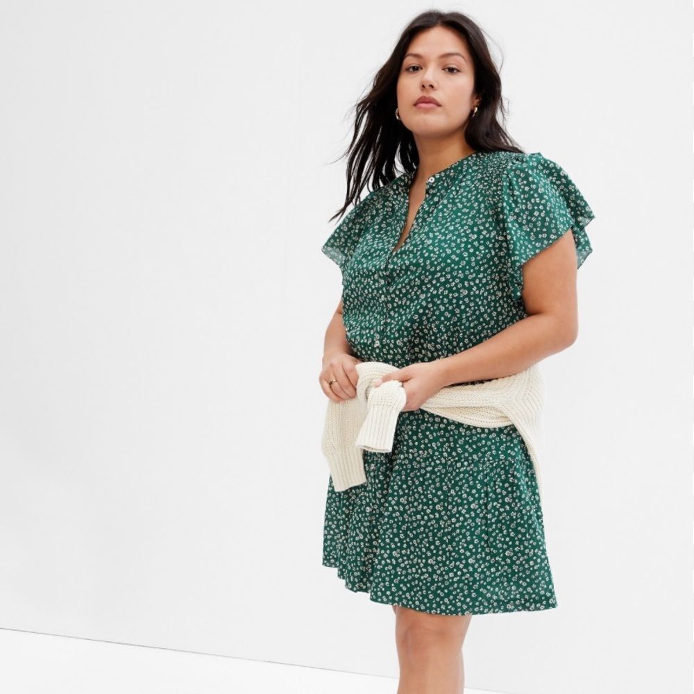 Women’s Green Floral Short Sleeve Dress